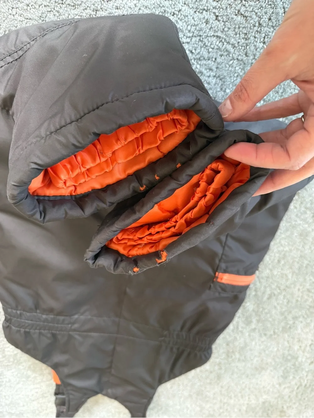 Carters Boys Snow Bib Pants - Dark Brown with Orange Trim